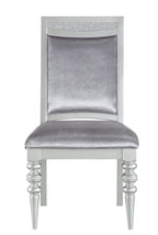 Set of Two Platinum Fabric And Solid Wood Dining Side Chairs