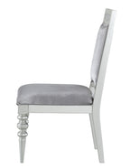 Set of Two Platinum Fabric And Solid Wood Dining Side Chairs