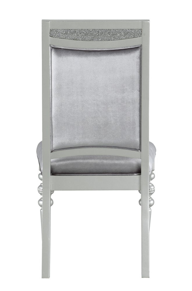 Set of Two Platinum Fabric And Solid Wood Dining Side Chairs