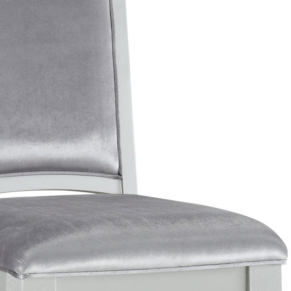 Set of Two Platinum Fabric And Solid Wood Dining Side Chairs