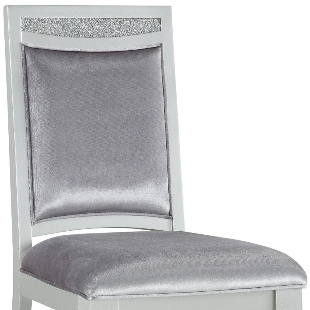 Set of Two Platinum Fabric And Solid Wood Dining Side Chairs