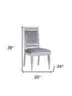Set of Two Platinum Fabric And Solid Wood Dining Side Chairs