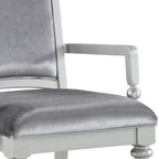 Set of Two Platinum Fabric And Solid Wood Dining Side Chairs