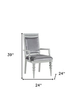 Set of Two Platinum Fabric And Solid Wood Dining Side Chairs