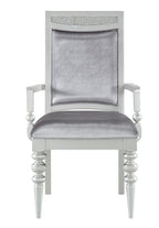 Set of Two Platinum Fabric And Solid Wood Dining Side Chairs