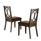 Set of Two Brown And Espresso Fabric And Solid Wood Open Back Dining Side Chairs