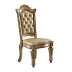 Set of Two Dark Brown And Mahogany Tufted Faux Leather And Solid Wood Queen Anne Back Dining Side Chairs