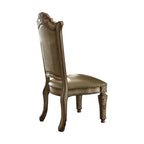 Set of Two Dark Brown And Mahogany Tufted Faux Leather And Solid Wood Queen Anne Back Dining Side Chairs