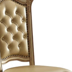 Set of Two Dark Brown And Mahogany Tufted Faux Leather And Solid Wood Queen Anne Back Dining Side Chairs