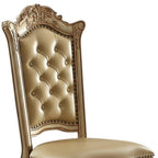 Set of Two Dark Brown And Mahogany Tufted Faux Leather And Solid Wood Queen Anne Back Dining Side Chairs