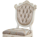 Set of Two Tufted Rose Gold and Pearl Upholstered Faux Leather And Solid Wood Dining Side Chairs