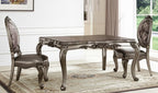 Set of Two Silver and Platinum Upholstered Faux Leather And Solid Wood King Louis Back Dining Side Chairs