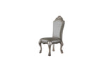 Set of Two Gray And Bone Tufted Faux Leather And Solid Wood Dining Side Chairs