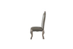 Set of Two Gray And Bone Tufted Faux Leather And Solid Wood Dining Side Chairs