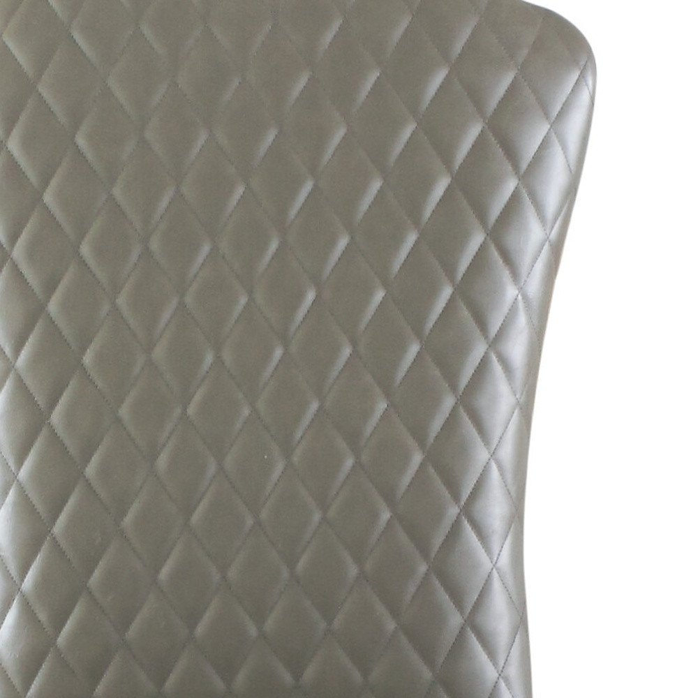 Set of Two Gray And Bone Tufted Faux Leather And Solid Wood Dining Side Chairs