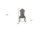 Set of Two Gray And Bone Tufted Faux Leather And Solid Wood Dining Side Chairs