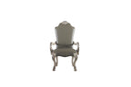 Set of Two Gray And Bone Tufted Faux Leather And Solid Wood Dining Side Chairs