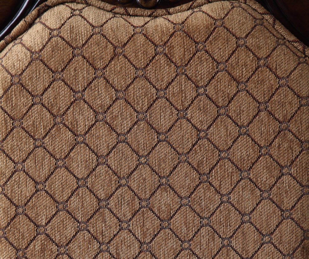 Set of Two Dark Brown And Tan Fabric And Solid Wood Geometric Print Dining Side Chairs