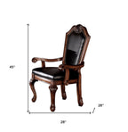 Set of Two Black and Redwood Upholstered Faux Leather And Solid Wood Dining Side Chairs