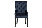 Tufted Dark Blue and Black Upholstered Velvet Dining Parsons Chair