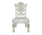 Set of Two Ivory Gold And Pearl Faux Leather And Solid Wood Partially Open Back Dining Side Chairs