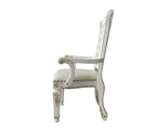 Set of Two Ivory Gold And Pearl Faux Leather And Solid Wood Partially Open Back Dining Side Chairs