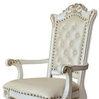 Set of Two Ivory Gold And Pearl Faux Leather And Solid Wood Partially Open Back Dining Side Chairs
