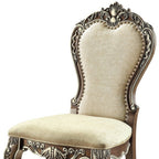 Set of Two Gray and Oak Upholstered Chenille And Solid Wood Dining Side Chairs