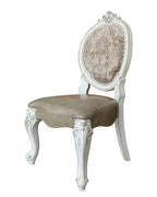 Set of Two Gray and White Upholstered Faux Leather And Solid Wood King Louis Back Dining Side Chairs