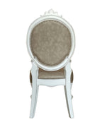 Set of Two Gray and White Upholstered Faux Leather And Solid Wood King Louis Back Dining Side Chairs