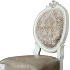 Set of Two Gray and White Upholstered Faux Leather And Solid Wood King Louis Back Dining Side Chairs