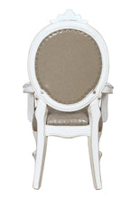 Set of Two Gray and White Upholstered Faux Leather And Solid Wood King Louis Back Dining Side Chairs