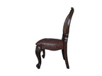Set of Two Brown And Redwood Tufted Faux Leather And Solid Wood King Louis Back Dining Side Chairs