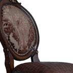 Set of Two Brown And Redwood Tufted Faux Leather And Solid Wood King Louis Back Dining Side Chairs