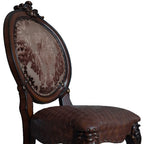Set of Two Brown And Redwood Tufted Faux Leather And Solid Wood King Louis Back Dining Side Chairs