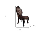 Set of Two Brown And Redwood Tufted Faux Leather And Solid Wood King Louis Back Dining Side Chairs