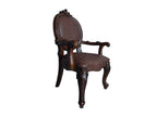 Set of Two Brown And Redwood Tufted Faux Leather And Solid Wood King Louis Back Dining Side Chairs