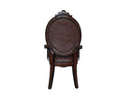 Set of Two Brown And Redwood Tufted Faux Leather And Solid Wood King Louis Back Dining Side Chairs