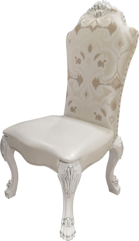 Set of Two Beige Light Brown And Bone Fabric And Faux Leather And Solid Wood Dining Side Chairs