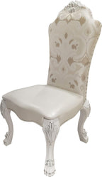 Set of Two Beige Light Brown And Bone Fabric And Faux Leather And Solid Wood Dining Side Chairs