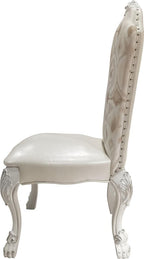 Set of Two Beige Light Brown And Bone Fabric And Faux Leather And Solid Wood Dining Side Chairs