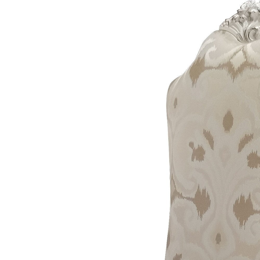 Set of Two Beige Light Brown And Bone Fabric And Faux Leather And Solid Wood Dining Side Chairs