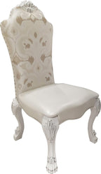 Set of Two Beige Light Brown And Bone Fabric And Faux Leather And Solid Wood Dining Side Chairs