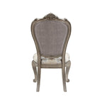 Set of Two Beige Gray And Platinum Tufted Velvet And Solid Wood Dining Side Chairs