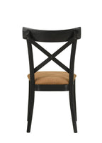 Set of Two Brown And Black Faux Leather And Solid Wood Cross Back Dining Side Chairs