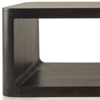 48" Walnut Solid Wood Floor Shelf Coffee Table With Shelf