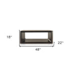 48" Walnut Solid Wood Floor Shelf Coffee Table With Shelf