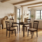 Five Piece Espresso Wood Dining Set with Four Chairs