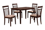 Five Piece Espresso Wood Dining Set with Four Chairs