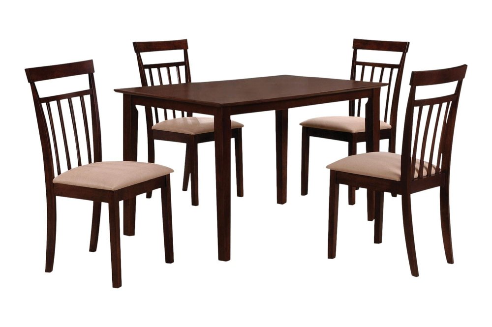 Five Piece Espresso Wood Dining Set with Four Chairs